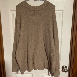 aerie waffle oversized crewneck sweater